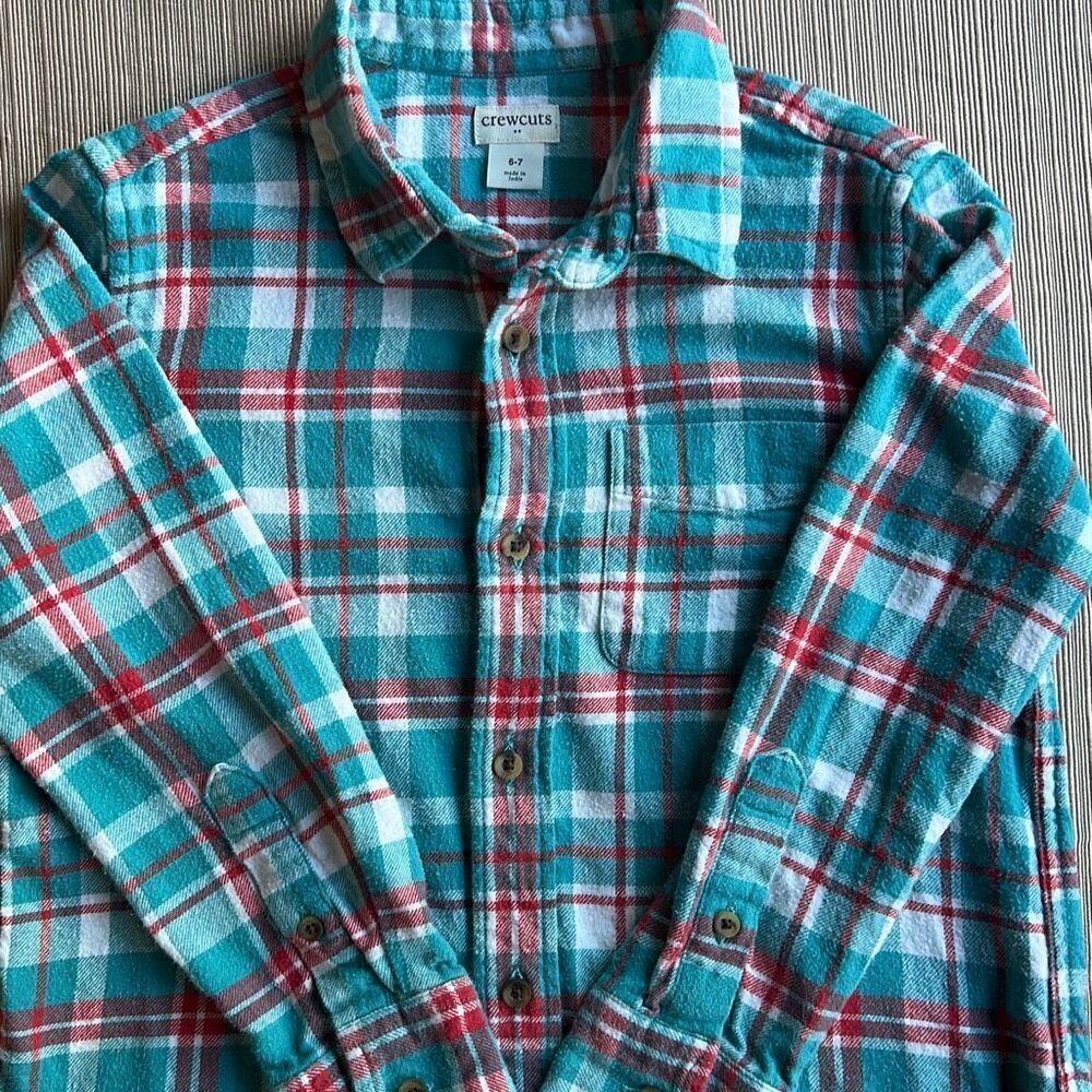 J. Crew Flannel Button Down Shirt Boys 6-7 Crewcuts